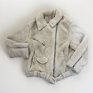Free People Sherpa Jacket Womens Size Small So Cozy Slouchy Fleece Moto Jacket